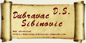 Dubravac Sibinović vizit kartica